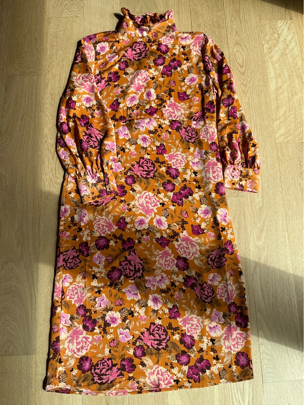 Who What Wear Grandmacore Vibrant Floral Long Sleeve High Neck Dress Size Medium